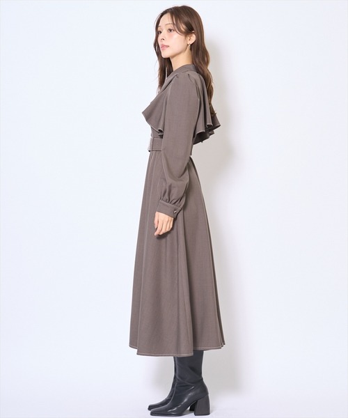 AND COUTURE(アンドクチュール)の「フリルケープシャツワンピース(ワンピース・レディース・グリーン系その他/ネイビー/ブラウン系その他/モカ・FREE)」の19枚目の写真