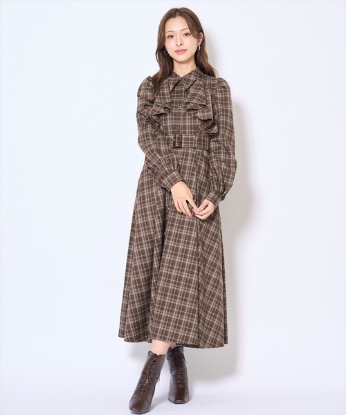 AND COUTURE(アンドクチュール)の「フリルケープシャツワンピース(ワンピース・レディース・グリーン系その他/ネイビー/ブラウン系その他/モカ・FREE)」の5枚目の写真