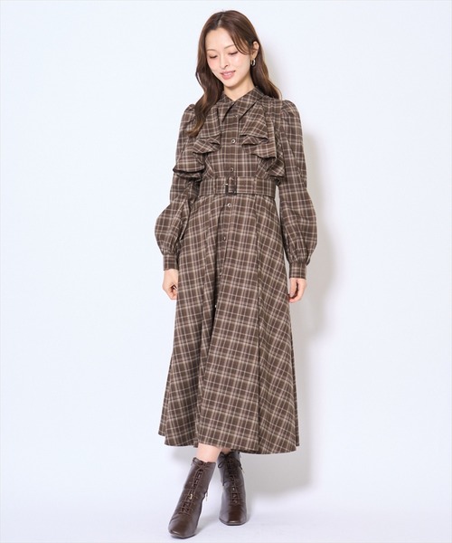 AND COUTURE(アンドクチュール)の「フリルケープシャツワンピース(ワンピース・レディース・グリーン系その他/ネイビー/ブラウン系その他/モカ・FREE)」の6枚目の写真