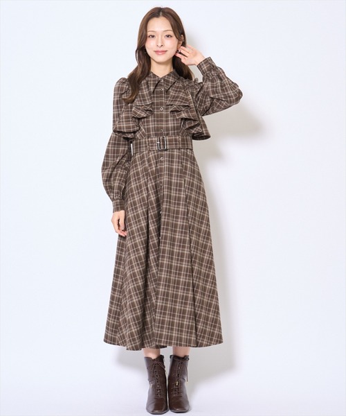 AND COUTURE(アンドクチュール)の「フリルケープシャツワンピース(ワンピース・レディース・グリーン系その他/ネイビー/ブラウン系その他/モカ・FREE)」の15枚目の写真