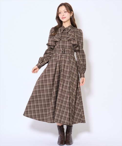 AND COUTURE(アンドクチュール)の「フリルケープシャツワンピース(ワンピース・レディース・グリーン系その他/ネイビー/ブラウン系その他/モカ・FREE)」の16枚目の写真