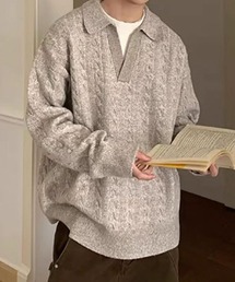 NOWLE | 【NOWLE】ケーブル編み フェイクレイヤード スキッパーニット(ニット/セーター)