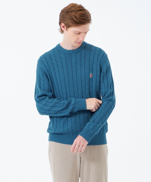 MACKINTOSH PHILOSOPHY（ﾏｯｷﾝﾄｯｼｭ ﾌｨﾛｿﾌｨｰ）の「バッキンガムベア ケーブル クルーネックプルオーバー（ニット/セーター・メンズ・ダークネイビー/パープル系その他2/オレンジ系その他5/チャコールグレー/ブルー・38/40/42）」の3枚目の写真