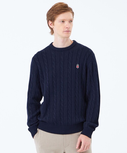 MACKINTOSH PHILOSOPHY（ﾏｯｷﾝﾄｯｼｭ ﾌｨﾛｿﾌｨｰ）の「バッキンガムベア ケーブル クルーネックプルオーバー（ニット/セーター・メンズ・ダークネイビー/パープル系その他2/オレンジ系その他5/チャコールグレー/ブルー・38/40/42）」の4枚目の写真