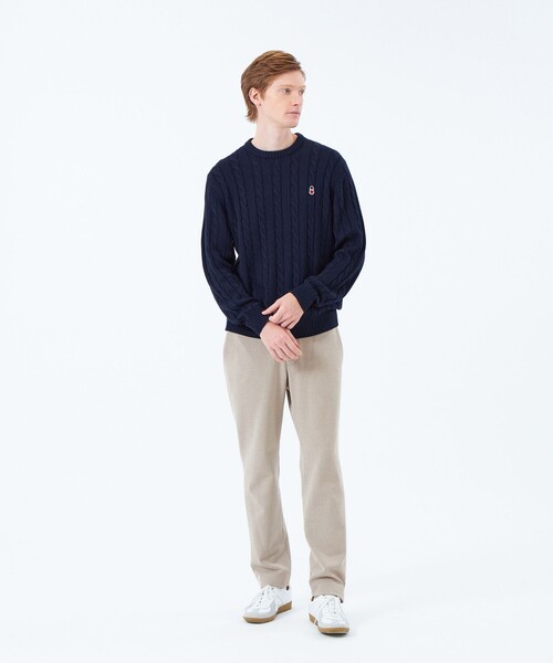 MACKINTOSH PHILOSOPHY（ﾏｯｷﾝﾄｯｼｭ ﾌｨﾛｿﾌｨｰ）の「バッキンガムベア ケーブル クルーネックプルオーバー（ニット/セーター・メンズ・ダークネイビー/パープル系その他2/オレンジ系その他5/チャコールグレー/ブルー・38/40/42）」の8枚目の写真