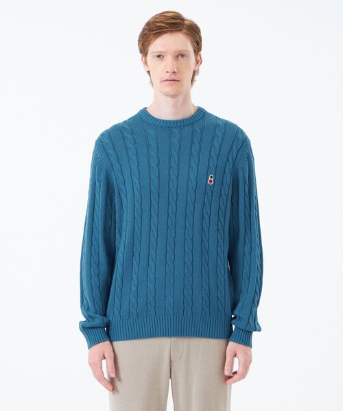 MACKINTOSH PHILOSOPHY（ﾏｯｷﾝﾄｯｼｭ ﾌｨﾛｿﾌｨｰ）の「バッキンガムベア ケーブル クルーネックプルオーバー（ニット/セーター・メンズ・ダークネイビー/パープル系その他2/オレンジ系その他5/チャコールグレー/ブルー・38/40/42）」の11枚目の写真
