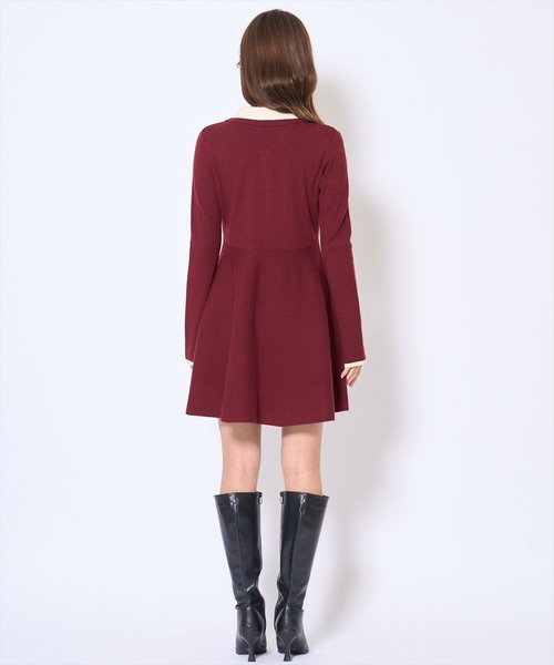 AND COUTURE(アンドクチュール)の「バイカラーポロニットフレアミニワンピース(ワンピース・レディース・ネイビー/ブラック/ボルドー/ブラウン・FREE)」の13枚目の写真