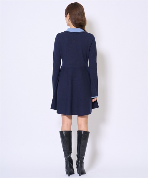 AND COUTURE(アンドクチュール)の「バイカラーポロニットフレアミニワンピース(ワンピース・レディース・ネイビー/ブラック/ボルドー/ブラウン・FREE)」の21枚目の写真
