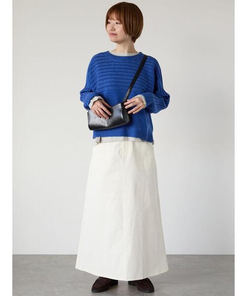 Lugnoncure(ルノンキュール)の「編地切替クルーネックニット(ニット/セーター・レディース・ベージュ/レッド/オフホワイト/ブルー/チャコールグレー・F)」の19枚目の写真