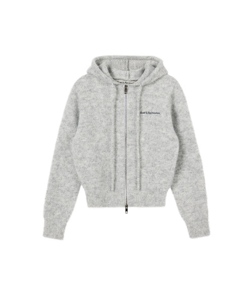 Rest&Recreation(レストアンドレクリエーション)の「HAIRY KNIT HOOD ZIP-UP - LIGHT GREY(ニット/セーター・レディース・その他・ONE)」の1枚目の写真