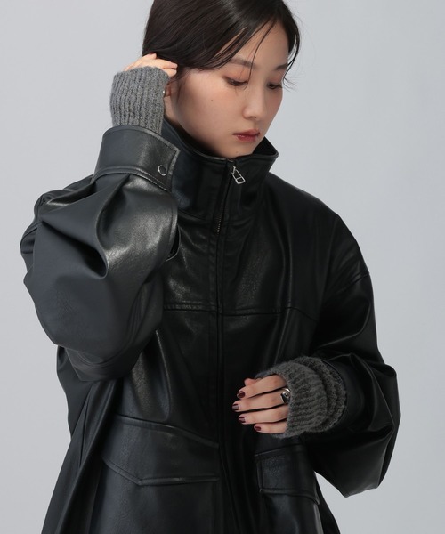 LEPSIM（レプシィム）の「ニットアームウォーマー　598103（アームカバー・レディース・グリーン/チャコールグレー・ONE SIZE）」の4枚目の写真