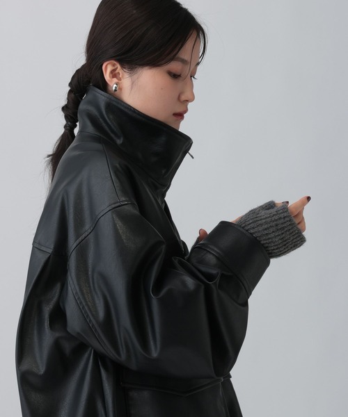 LEPSIM（レプシィム）の「ニットアームウォーマー　598103（アームカバー・レディース・グリーン/チャコールグレー・ONE SIZE）」の5枚目の写真