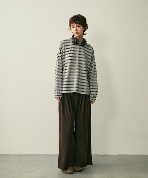 full/fill.（フルフィル）の「long sleeve multi border T / ロングスリーブマルチボーダーT（Tシャツ/カットソー・レディース・ネイビー/ワイン・FREE）」の7枚目の写真