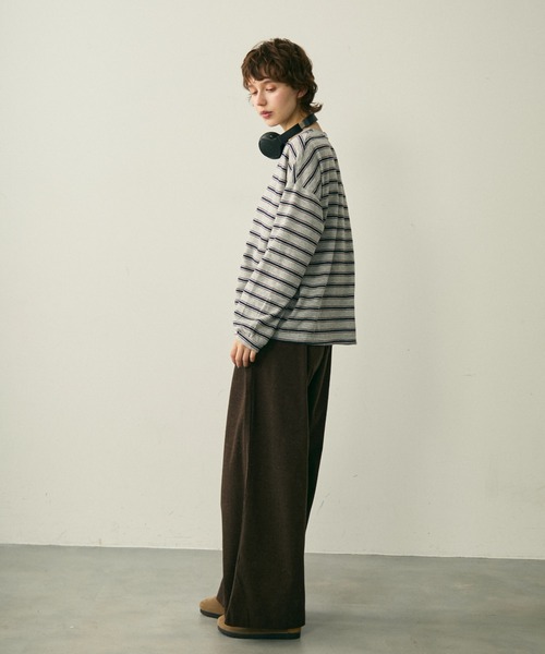 full/fill.（フルフィル）の「long sleeve multi border T / ロングスリーブマルチボーダーT（Tシャツ/カットソー・レディース・ネイビー/ワイン・FREE）」の9枚目の写真