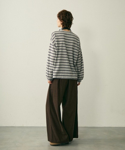 full/fill.（フルフィル）の「long sleeve multi border T / ロングスリーブマルチボーダーT（Tシャツ/カットソー・レディース・ネイビー/ワイン・FREE）」の10枚目の写真