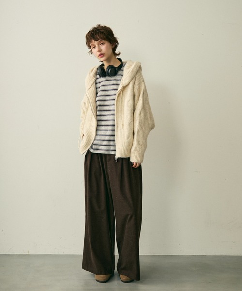 full/fill.（フルフィル）の「long sleeve multi border T / ロングスリーブマルチボーダーT（Tシャツ/カットソー・レディース・ネイビー/ワイン・FREE）」の12枚目の写真