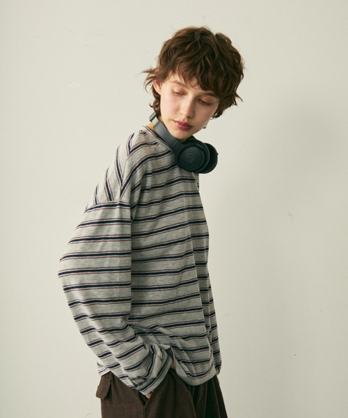 full/fill.（フルフィル）の「long sleeve multi border T / ロングスリーブマルチボーダーT（Tシャツ/カットソー・レディース・ネイビー/ワイン・FREE）」の6枚目の写真