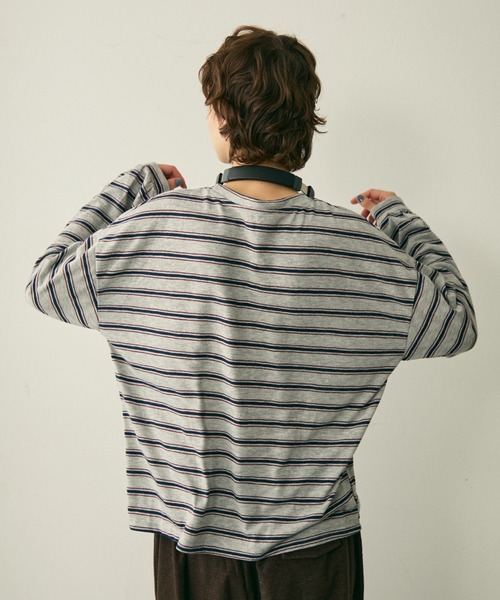 full/fill.（フルフィル）の「long sleeve multi border T / ロングスリーブマルチボーダーT（Tシャツ/カットソー・レディース・ネイビー/ワイン・FREE）」の5枚目の写真