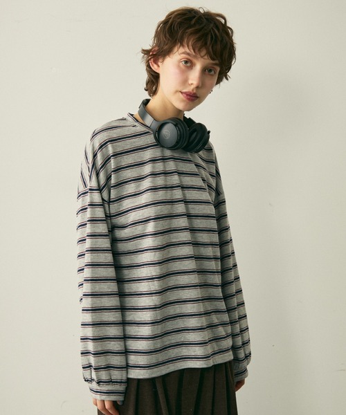 full/fill.（フルフィル）の「long sleeve multi border T / ロングスリーブマルチボーダーT（Tシャツ/カットソー・レディース・ネイビー/ワイン・FREE）」の3枚目の写真