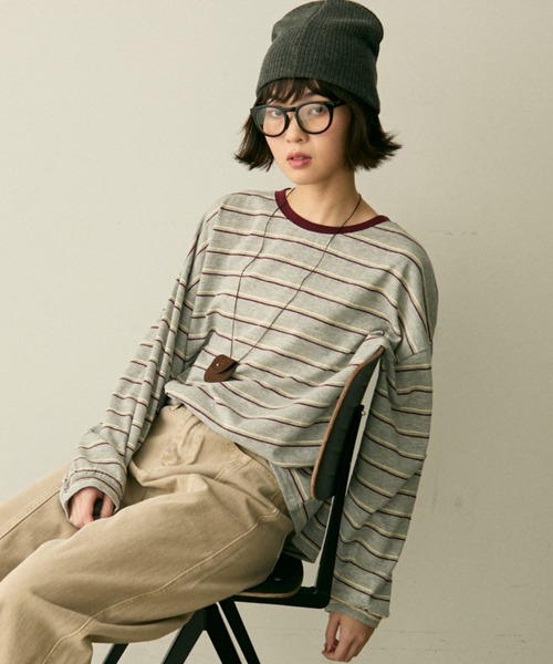 full/fill.（フルフィル）の「long sleeve multi border T / ロングスリーブマルチボーダーT（Tシャツ/カットソー・レディース・ネイビー/ワイン・FREE）」の18枚目の写真