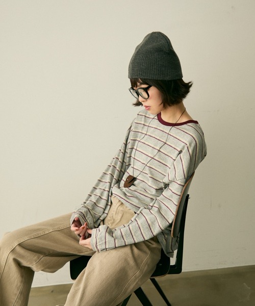 full/fill.（フルフィル）の「long sleeve multi border T / ロングスリーブマルチボーダーT（Tシャツ/カットソー・レディース・ネイビー/ワイン・FREE）」の20枚目の写真