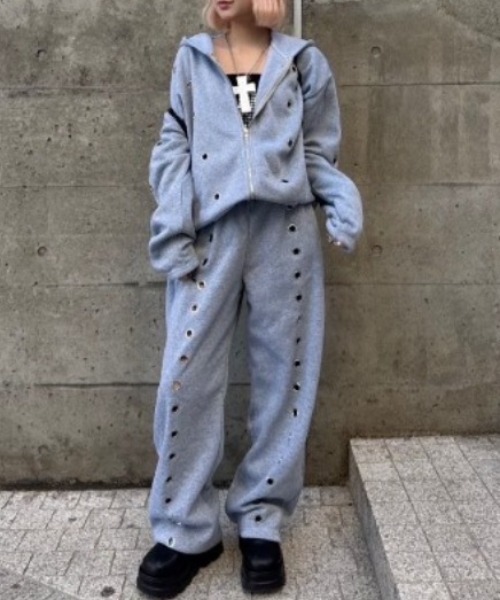 lilful(リルフル)の「【セットアップ対応】アイレットデザインジップアップパーカー(パーカー・メンズ・グレー/ブラック・M/L)」の21枚目の写真