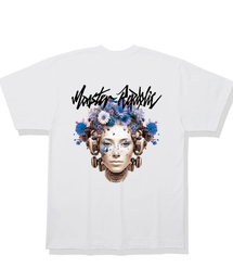 サイバーフラワー ミッドナイトブルー Tシャツ ホワイト