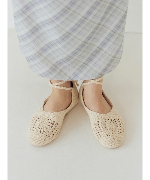 Ungrid（アングリッド）の「メッシュ編みフラットシューズ（バレエシューズ・レディース・レッド/オフホワイト・S/M/L）」の12枚目の写真