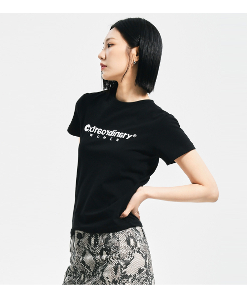 EXTRAORDINARY(エクストラオーディナリー)の「WOMEN BASIC LOGO TEE BLACK(Tシャツ/カットソー・レディース・その他・FREE)」の1枚目の写真