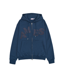 BIG TYPO HOODIE ZIP UP BLUE