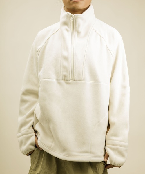 S'more(スモア)の「Half zip fleece pullover ハーフジップフリースプルオーバー (AW)(スウェット・レディース・ベージュ/ホワイト・SMALL/LARGE/MEDIUM/X-LARGE)」の4枚目の写真