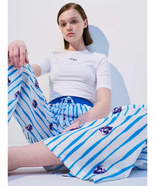 フローラルプリントバンディングパンツ