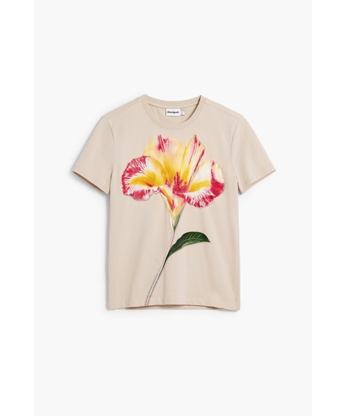 Desigual(デシグアル)の「大輪フラワープリント クルーネック半袖Tシャツ(Tシャツ/カットソー・レディース・ブルー/ベージュ・S/M/XS/L/XL)」の2枚目の写真