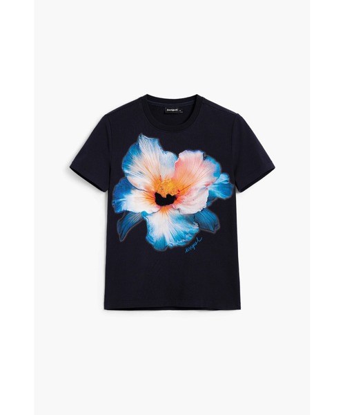 Desigual(デシグアル)の「大輪フラワープリント クルーネック半袖Tシャツ(Tシャツ/カットソー・レディース・ブルー/ベージュ・S/M/XS/L/XL)」の6枚目の写真