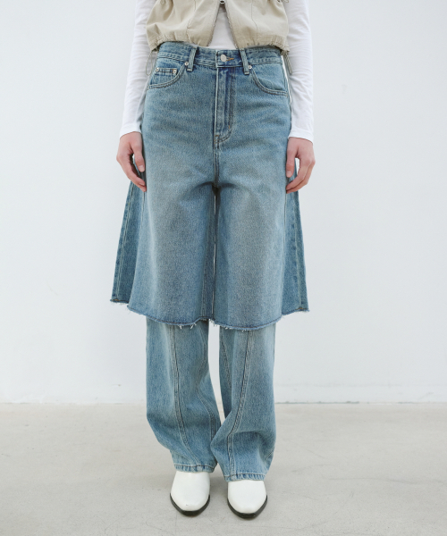 AOPT(アオプト)の「PANEL DENIM BERMUDA PANTS - BLUE(デニムパンツ・レディース・その他・SMALL/MEDIUM)」の1枚目の写真