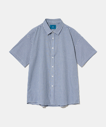 Diamond Layla（ダイアモンドレイラ）の「Gingham Check 1/2 shirt S143  Blue（シャツ/ブラウス）」