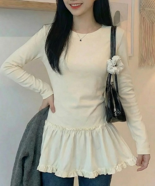 cammie(キャミー)の「裾デザイントップス(Tシャツ/カットソー・レディース・アイボリー/ブラック・M/L)」の6枚目の写真