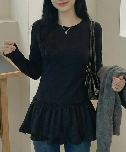 cammie(キャミー)の「裾デザイントップス(Tシャツ/カットソー・レディース・アイボリー/ブラック・M/L)」の8枚目の写真