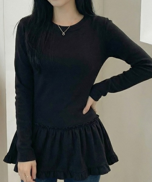 cammie(キャミー)の「裾デザイントップス(Tシャツ/カットソー・レディース・アイボリー/ブラック・M/L)」の7枚目の写真