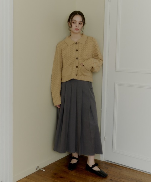 OLUN（オルン）の「cable knit shirt/ケーブルニットシャツ（ニット