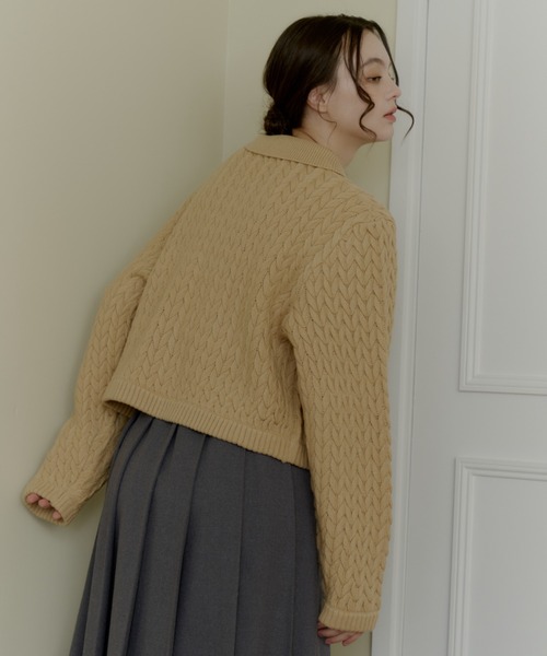 OLUN(オルン)の「cable knit shirt/ケーブルニットシャツ(ニット/セーター・レディース・アイボリー/ベージュ・MEDIUM/SMALL)」の21枚目の写真