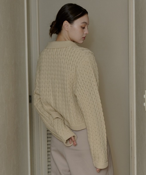 OLUN（オルン）の「cable knit shirt/ケーブルニットシャツ（ニット