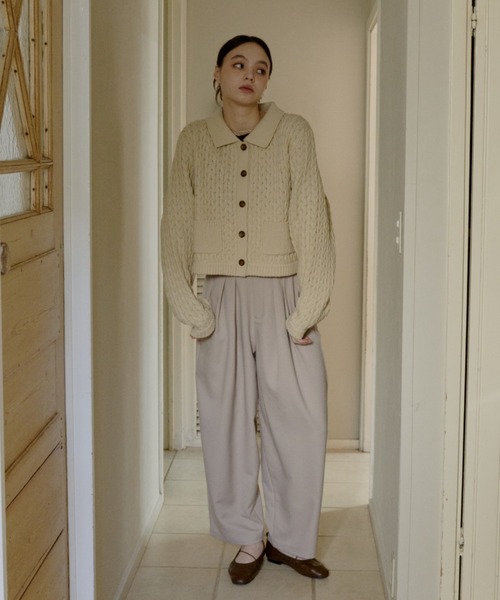 OLUN（オルン）の「cable knit shirt/ケーブルニットシャツ（ニット