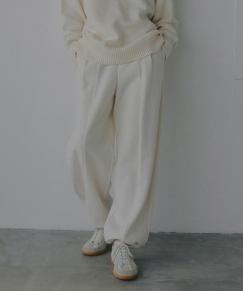 MANOF(マノフ)の「BOUCLE WIDE PANTS(その他パンツ・レディース・アイボリー/チャコールグレー・M/S)」の2枚目の写真