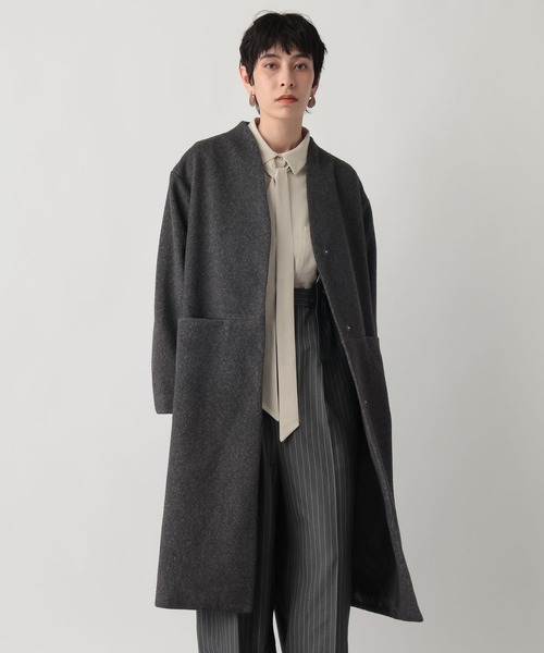 studio CLIP(スタディオクリップ)の「《ウタオ》ミニマルノーカラーコート(ノーカラーコート・レディース・シルバーグレー/チャコール/ブラック・FREE)」の3枚目の写真