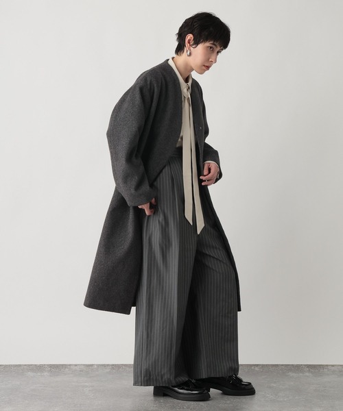 セール】《ウタオ》ミニマルノーカラーコート（ノーカラーコート