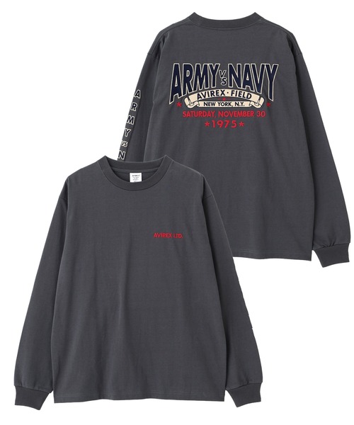 AVIREX(アヴィレックス)の「ARMY VS NAVY GAME DAY L/S T-SHIRT / アーミーVSネイビー ゲームデイ 長袖Tシャツ / AVIREX / アヴィレックス(Tシャツ/カットソー・メンズ・ネイビー/ホワイト/チャコールグレー・2XL/L/M/XL)」の1枚目の写真