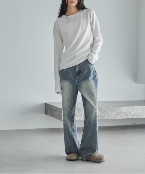 feepur(フェピュール)の「ベーシックウォームロンTee(Tシャツ/カットソー・レディース・ブラック/オフホワイト/ブラウン/オートミール・MEDIUM)」の5枚目の写真