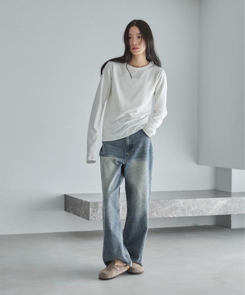 feepur(フェピュール)の「ベーシックウォームロンTee(Tシャツ/カットソー・レディース・ブラック/オフホワイト/ブラウン/オートミール・MEDIUM)」の6枚目の写真