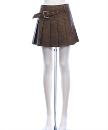 clear | ベルト付きアンティークレザープリーツスカート[着回し力抜群 Y2K カジュアル]≪AW新作≫(スカート)